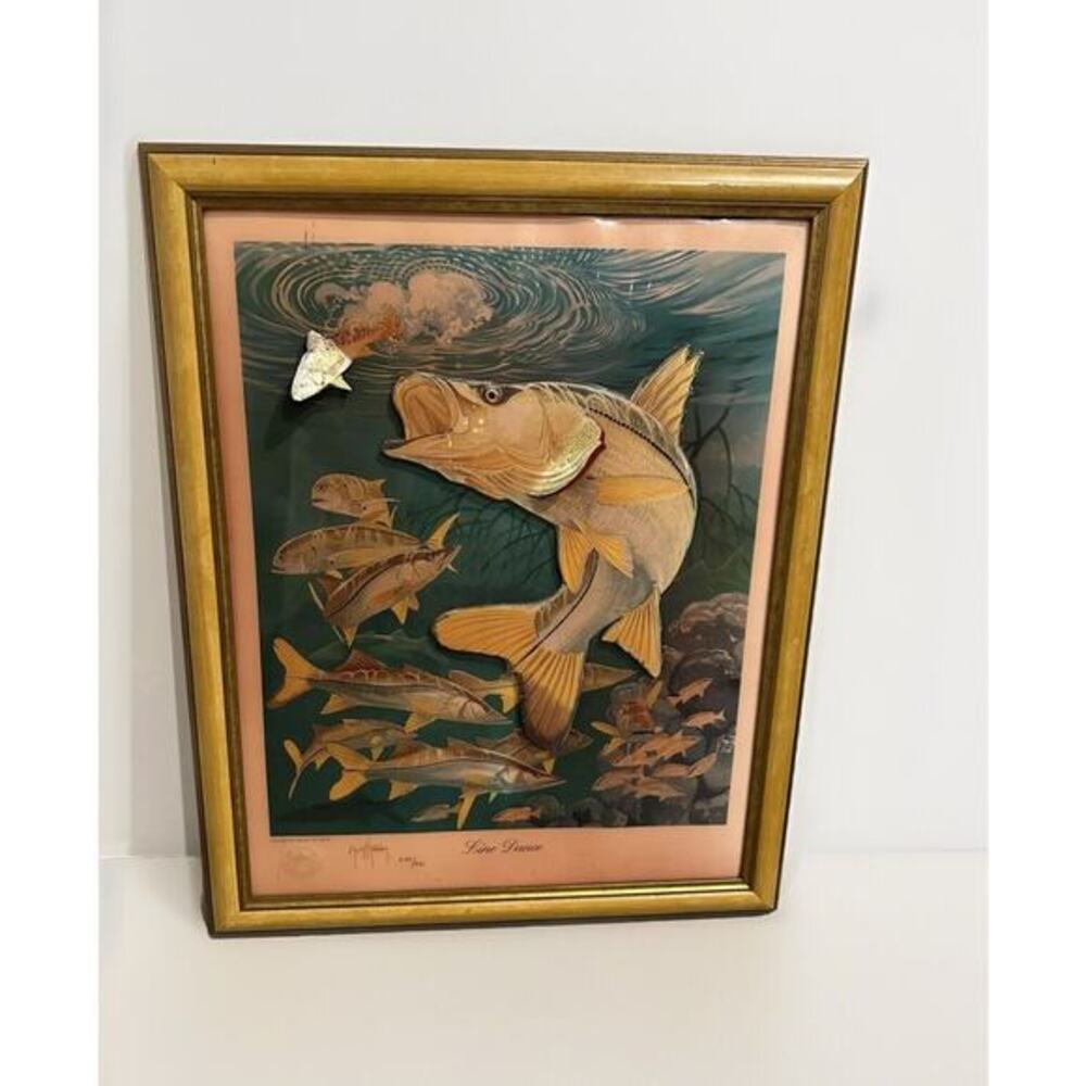 Guy Harvey Lithograph Signed Line Dance #274/950 3D Snook & Amberjack‎ Framed